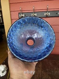 Vintage Silver Blue Quilted Mercury Glass Light Lamp Shade 9 Industrial