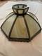 Vintage Slag Custard Glass 16 Panel Hanging Lamp Shade Art Nouveau Style 21 In