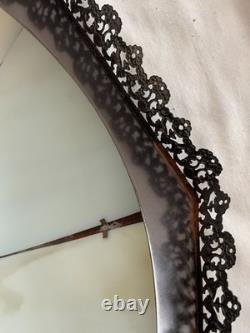 Vintage Slag Custard Glass 16 Panel Hanging Lamp Shade Art Nouveau Style 21 in