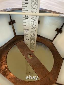 Vintage Slag Custard Glass 16 Panel Hanging Lamp Shade Art Nouveau Style 21 in