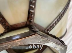 Vintage Slag Custard Glass 16 Panel Hanging Lamp Shade Art Nouveau Style 21 in