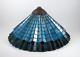 Vintage Slag Glass Lamp Shade Leaded Glass Blue Pleated Design For Table Lamp