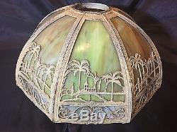 Vintage Slag Glass Lamp Shade Oasis Palm Trees