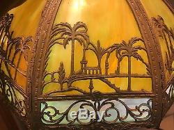 Vintage Slag Glass Lamp Shade Oasis Palm Trees