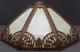 Vintage Slag Glass Metal Overlay Ornate Lamp Shade Art Deco Nouveau 8 Panel 17