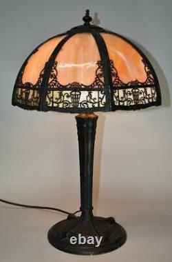 Vintage Slag Glass Panel Lamp 15 Shade