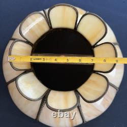Vintage Slag Glass Tulip Lamp Shade 18 Cream Swirl Panels with Ornate Brass Trim