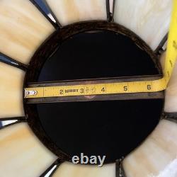 Vintage Slag Glass Tulip Lamp Shade 18 Cream Swirl Panels with Ornate Brass Trim