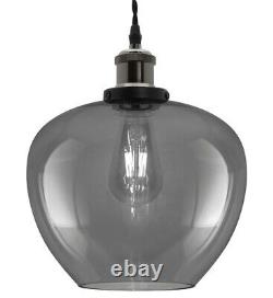 Vintage Smoked Glass Shade Chandelier Pendant Ceiling Home Pub Diner Light M0229