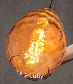 Vintage Smoked Gold Glass Shade Chandelier Pendant Ceiling Pub Diner Ball M0239