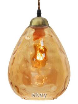 Vintage Smoked Gold Glass Shade Chandelier Pendant Ceiling Pub Diner Ball M0239