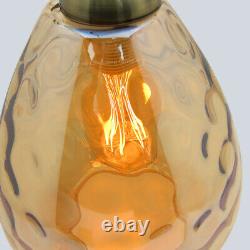 Vintage Smoked Gold Glass Shade Chandelier Pendant Ceiling Pub Diner Ball M0239