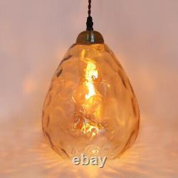 Vintage Smoked Gold Glass Shade Chandelier Pendant Ceiling Pub Diner Ball M0239