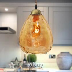 Vintage Smoked Gold Glass Shade Chandelier Pendant Ceiling Pub Diner Ball M0239