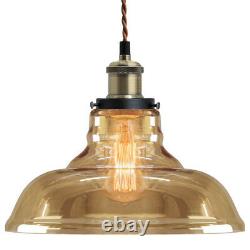 Vintage Smoked Gold Glass Shade Chandelier Pendant Ceiling Pub Diner Light M0083