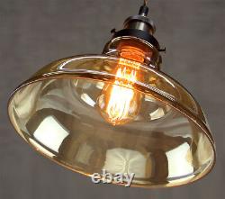 Vintage Smoked Gold Glass Shade Chandelier Pendant Ceiling Pub Diner Light M0083