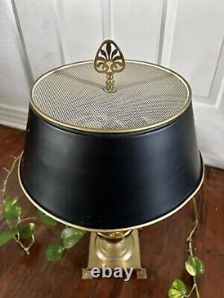 Vintage Solid Brass Pineapple Table Lamp Black Bouillotte Metal Tole Shade