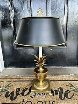 Vintage Solid Brass Pineapple Table Lamp Black Bouillotte Metal Tole Shade