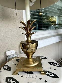 Vintage Solid Brass Pineapple Table Lamp Black Bouillotte Metal Tole Shade