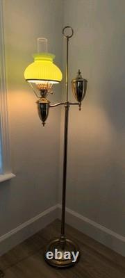 Vintage Solid Brass Student Floor Lamp Green Shade 56 VERY NICE Vintage Solid Brass Student Floor Lamp Green Shade 56 VERY NICE