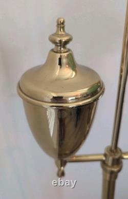 Vintage Solid Brass Student Floor Lamp Green Shade 56 VERY NICE