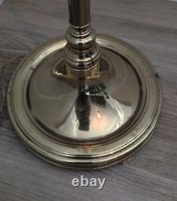 Vintage Solid Brass Student Floor Lamp Green Shade 56 VERY NICE