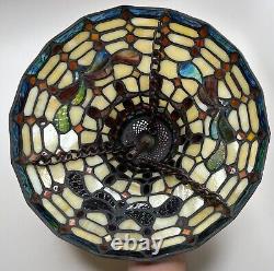 Vintage Spectrum Tiffany Style Strained Glass Lamp Shade 11 + 3 Chains