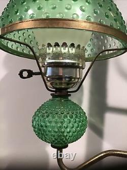 Vintage Spring Tension Pole Lamp Green Shade 3-Light Rare 8' Ceiling