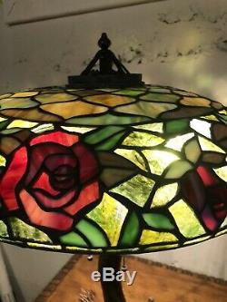 Vintage Stain Glass Lamp Shade, Arts Crafts, Leaded, Slag Shade, Handel Lamp Era