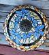 Vintage Stain Glass Lamp Shade Sleg Floral 13.5 Inch Wide Tiffany Style Blue