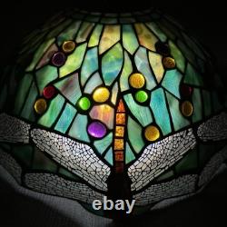 Vintage Stained Glass Dragonfly Lamp Shade Large 17 Tiffany Style Art Nouveau