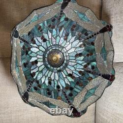 Vintage Stained Glass Dragonfly Lamp Shade Large 17 Tiffany Style Art Nouveau