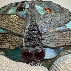 Vintage Stained Glass Dragonfly Lamp Shade Large 17 Tiffany Style Art Nouveau