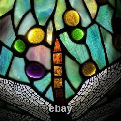 Vintage Stained Glass Dragonfly Lamp Shade Large 17 Tiffany Style Art Nouveau