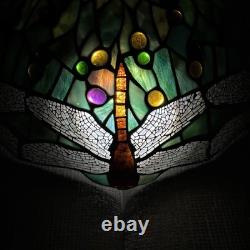 Vintage Stained Glass Dragonfly Lamp Shade Large 17 Tiffany Style Art Nouveau