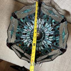 Vintage Stained Glass Dragonfly Lamp Shade Large 17 Tiffany Style Art Nouveau