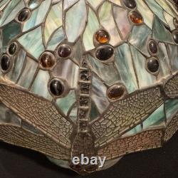 Vintage Stained Glass Dragonfly Lamp Shade Large 17 Tiffany Style Art Nouveau