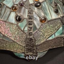 Vintage Stained Glass Dragonfly Lamp Shade Large 17 Tiffany Style Art Nouveau