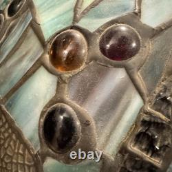 Vintage Stained Glass Dragonfly Lamp Shade Large 17 Tiffany Style Art Nouveau