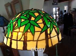 Vintage Stained Glass Lamp Shade Bambo Leaves Shoots