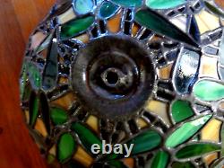 Vintage Stained Glass Lamp Shade Bambo Leaves Shoots