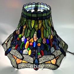 Vintage Stained Glass Lamp Shade Dragonfly Multi Color 5.5 x 18 x 12