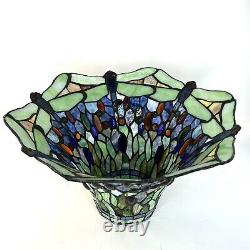 Vintage Stained Glass Lamp Shade Dragonfly Multi Color 5.5 x 18 x 12