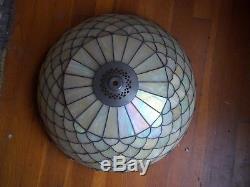 Vintage Stained Glass Lamp Shade Iridescent Fish Scale Jewels