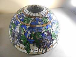 Vintage Stained Glass Slag Glass Mosaic Lamp Shade Huge 20 x 10