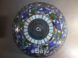 Vintage Stained Glass Slag Glass Mosaic Lamp Shade Huge 20 x 10