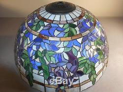 Vintage Stained Glass Slag Glass Mosaic Lamp Shade Huge 20 x 10