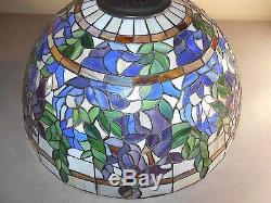 Vintage Stained Glass Slag Glass Mosaic Lamp Shade Huge 20 x 10