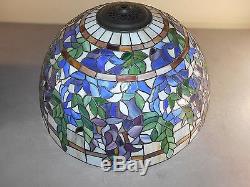 Vintage Stained Glass Slag Glass Mosaic Lamp Shade Huge 20 x 10