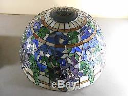 Vintage Stained Glass Slag Glass Mosaic Lamp Shade Huge 20 x 10